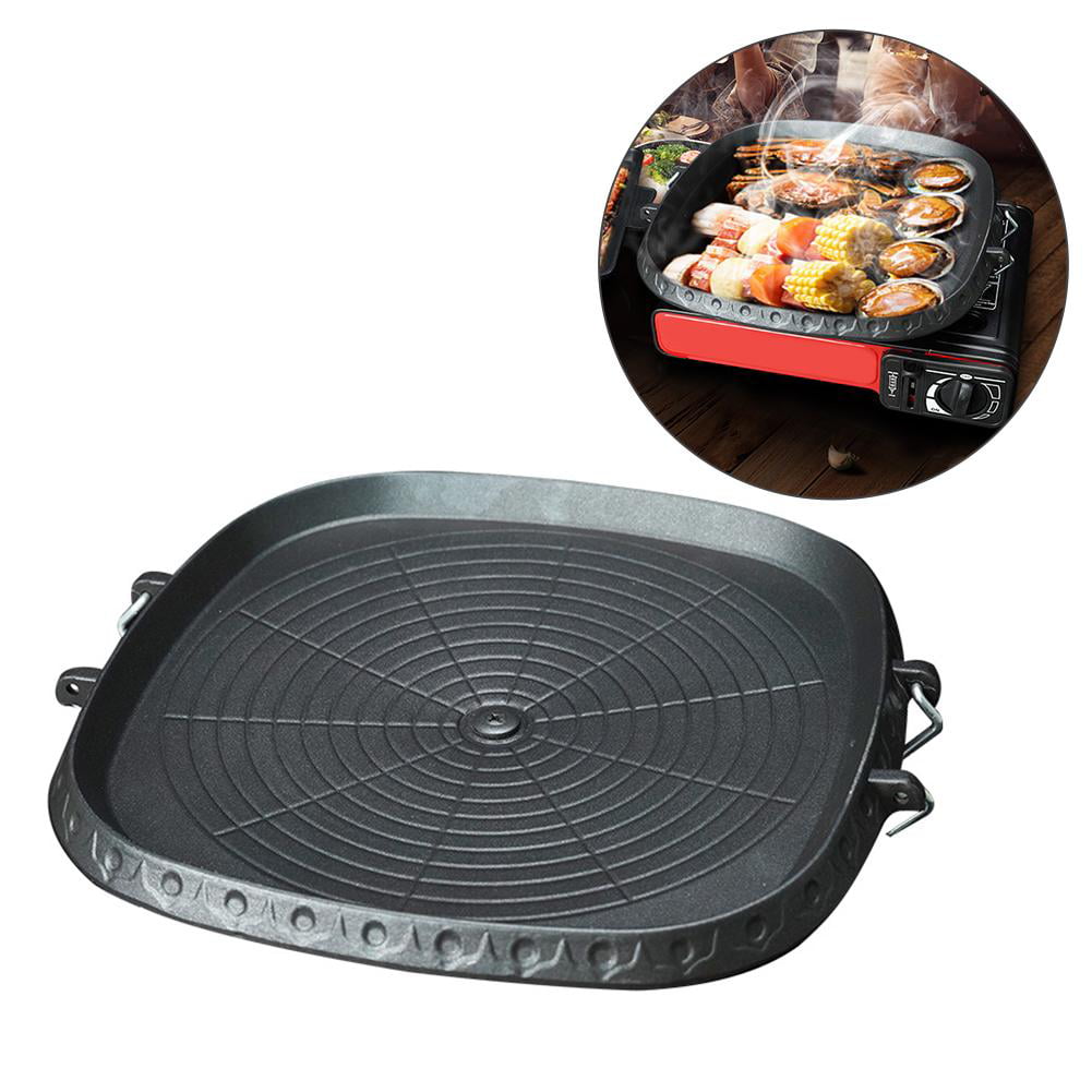 Korean-style Square Maifan Stone Grill Pan,Non-stick Smokeless Barbecue Stovetop Plate for Indoor Outdoor BBQ