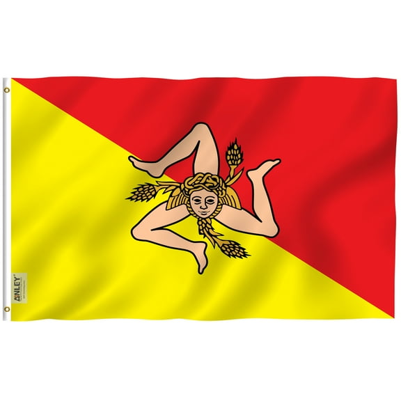 ANLEY Fly Breeze 3x5 Foot Sicily Flag - Vivid Color and Fade Proof - Canvas Header and Double Stitched - Italy Sicilian Flags Polyester with Brass Grommets 3 X 5 Ft