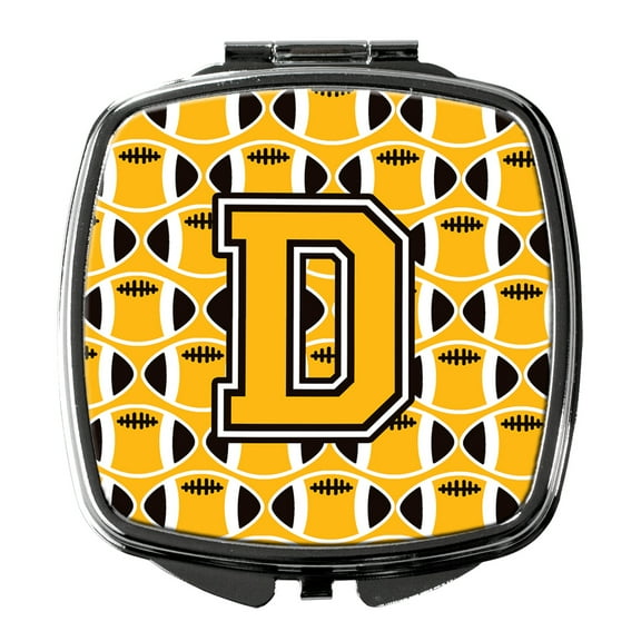 Letter D Football Black Old Gold and White Compact Mirror CJ1080-DSCM
