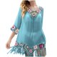 thumbnail image 2 of Falda de playa de longitud media para mujer, estilo playero, con flores y ganchos hechos a mano, para primavera y verano, 2 of 5