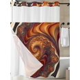 thumbnail image 3 of No Hook Shower Curtain with Snap-in Liner, Brown Orange Black Waterproof Fabric Bathroom Curtains, Modern Tie-dyeing Ombre Abstract Art Bath Curtains & Mesh Top Window 72"x96" Extra Long, 3 of 9