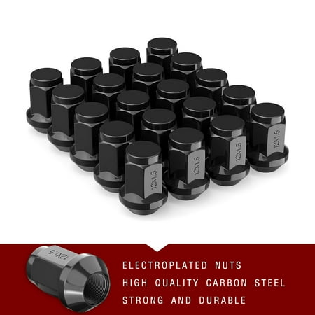 Acura Oem Wheels - YITAMOTOR 20PCS Black Wheel Lug Nuts 12X1.5 Closed End Bulge Acorn Fits Scion XB BB TC XA XD For Acura Honda Mazda Chevy Ford