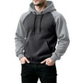 thumbnail image 4 of Hoodies For Men Pullover Long Sleeve Sweatshirts Casual Thermal Vintage Work Pullover,Dark Gray L, 4 of 5