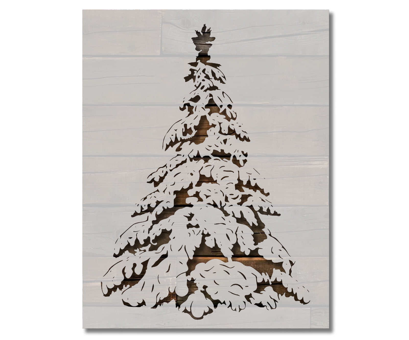 Snow Covered Pine Christmas Tree Stencil Template Reusable 8.5 x 11