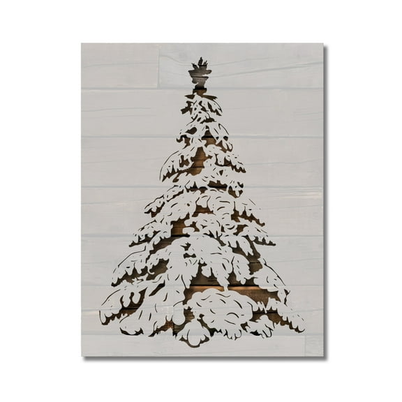 Snow Covered Pine Christmas Tree Stencil Template Reusable 8.5 x 11 Inches for Painting on Walls, Wood, Arts and Crafts by Stencilville