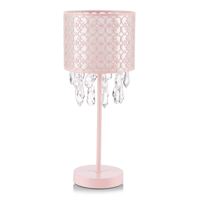 Bouclair Vintage Pink Baroque Table Lamp with Decorative Droplets