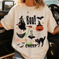 thumbnail image 3 of Boo Halloween Shirt, Retro Witch Ghost Black Cat Graphic Tee, Vintage Creep Spooky Season Gift for Women Men, Unisex, 3 of 10
