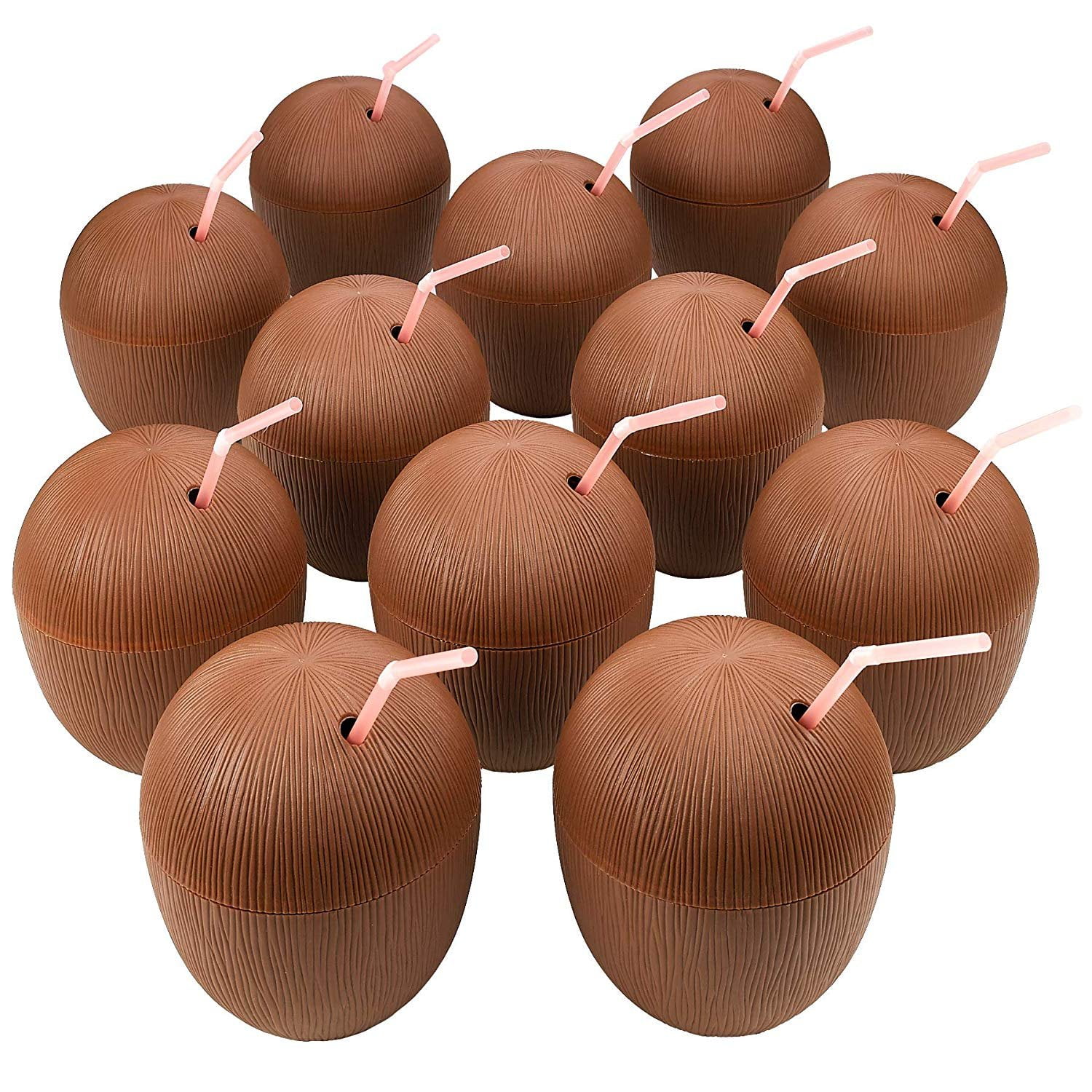 Kidsco Coconut Cup - 12 Pieces, 5.5 Inches Cool and Fun Plastic Coconut
