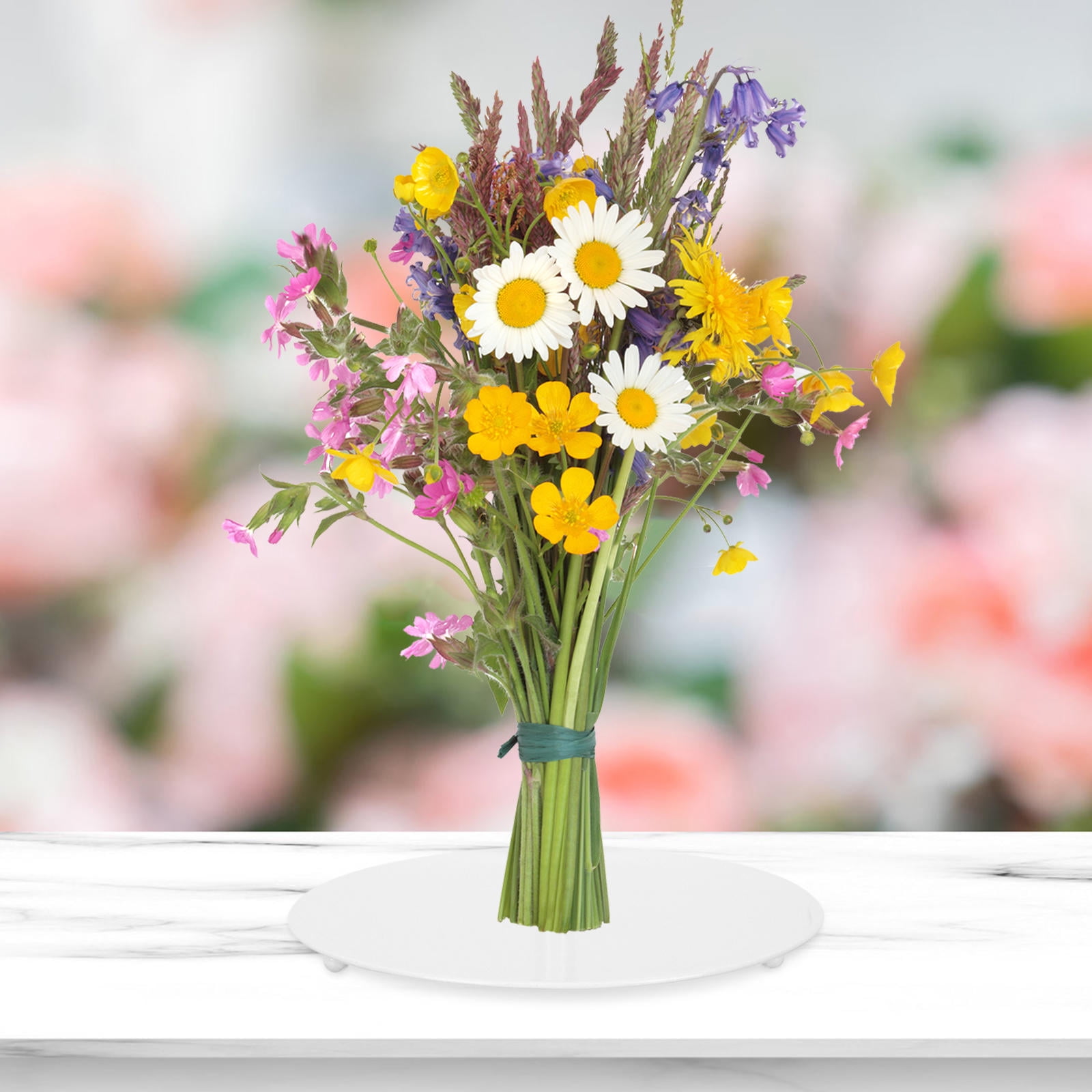 FONDOTIN Floral Bouquet Supplies Desktop Bouquet Display Holder 1Pcs White Iron Stabilization Rack