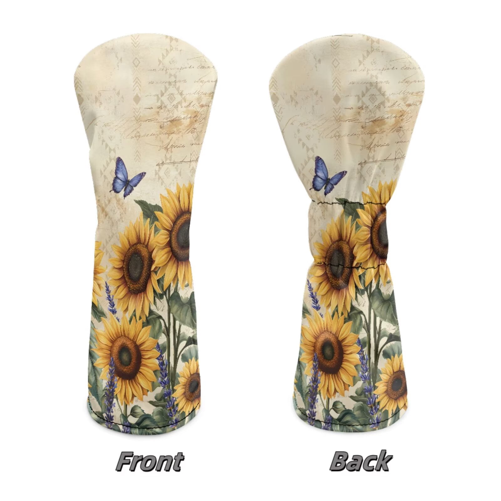 Uorisanigo Golf Club Head Covers for Drivers Fairway Woods Hybrids - Premium PU Leather Blue Butterfly Sunflower Golf Club Headcovers - 3 Piece Set for Men and Women