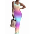 thumbnail image 3 of Women'S Summer Long Dress Casual Slip Slim Sleeveless Bodycon Maxi Dresses Blue Rainbow XXL, 3 of 7