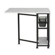 Sew Ready Mobile Fabric Cutting Table with Storage 30 H in Charcoal/White