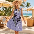 thumbnail image 3 of Garronmavis Polynesian Couple Matching Hawaiian Outfits Button-Down Shirt for Men Lightweight Hawaiian Blouse Tops and Polyester Vacation Womens Sleeveless Dress, 3 of 7