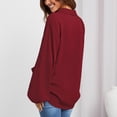 thumbnail image 3 of Bienvenido Blouse V Neck Long Sleeve Pure Color Casual Loose Turn Down Collar Shirt for Autumn Spring Women Red S, 3 of 8