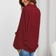 thumbnail image 3 of Blusa informal holgada de manga larga con cuello vuelto y escote en V para mujer, talla M, color rojo, para otoño-primavera, 3 of 8