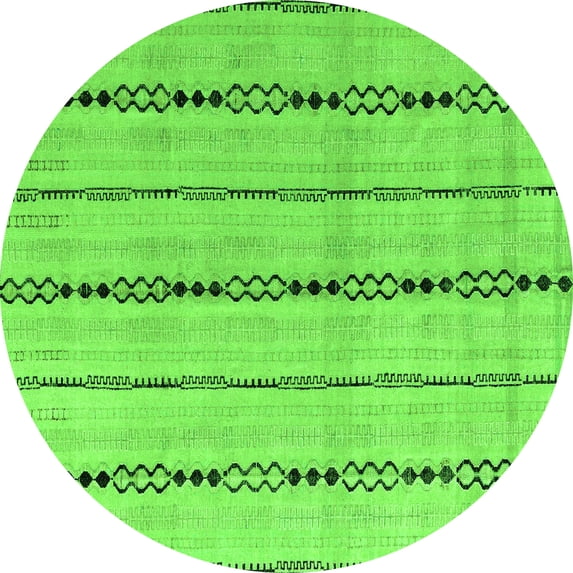 Ahgly Company Indoor Round Abstract Green Modern Area Rugs, 3' Round