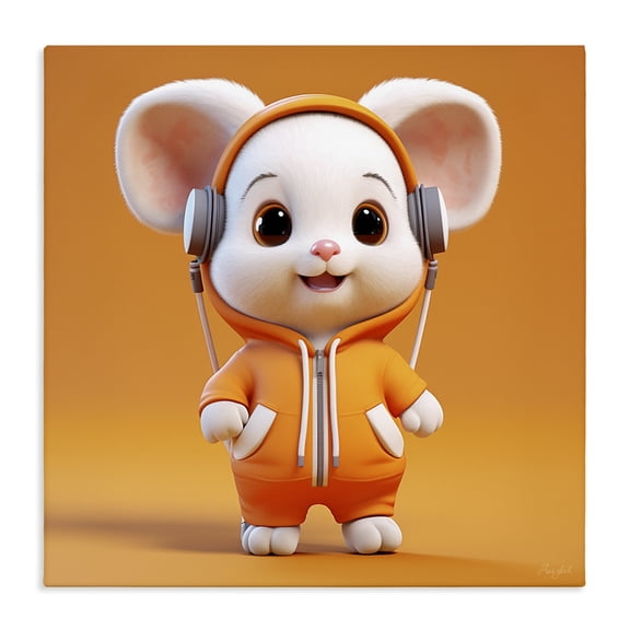 Stupell Industries Contemporary Mouse with Headphones Canvas Art, 24 x 24, by Roozbeh