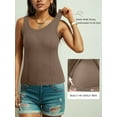 thumbnail image 6 of Anygrew Women Built-in Bra Tank Tops Sleeveless Casual Shirts Racerback Ribbed Fitted Tank Tops Casual Basic Slim Fit Ribbed Top, 6 of 7