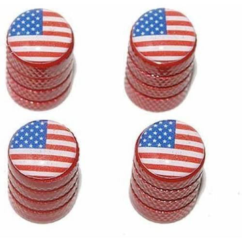 Valves Stems Caps Covers Orange Tire Emblem Aluminum USA American Flag 