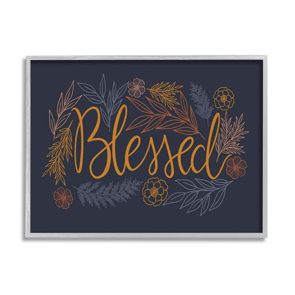 Blessed Botanical Herb Flowers Botanical & Floral Graphic Art Gray Framed Art Print Wall Art