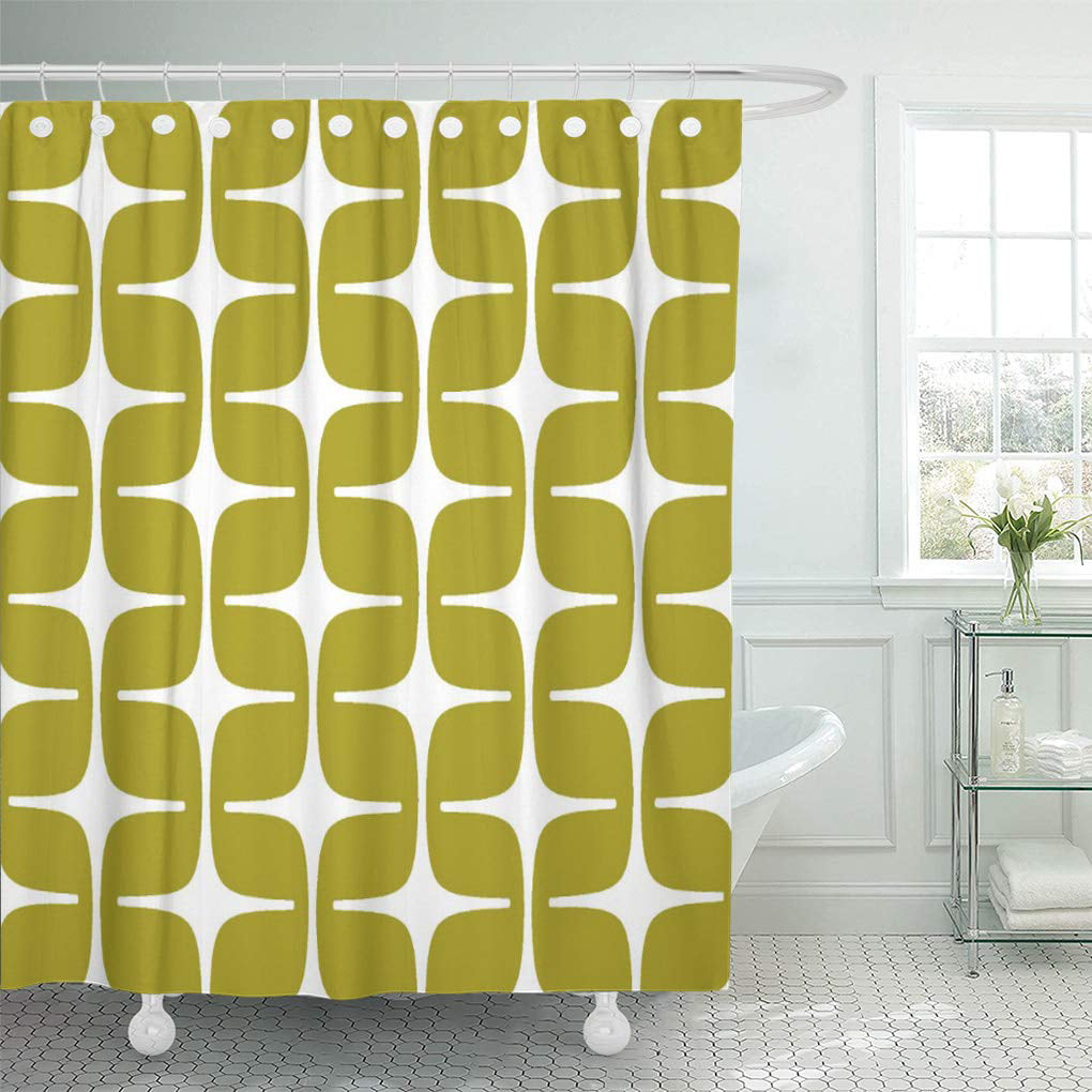 Yusdecor Modern Mod Rectangle Pattern, Chartreuse Green Shower Curtain
