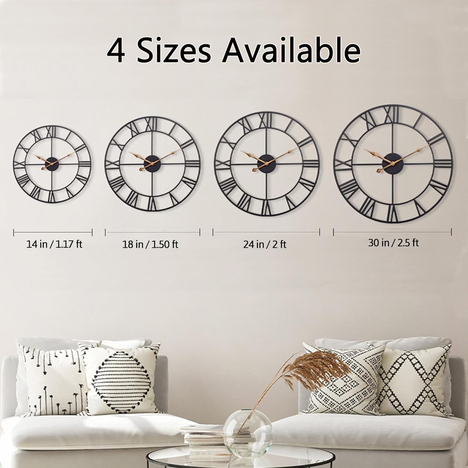 14 Inch Modern Wall Clock, Kitchen Clocks Wall Battery Operated, Silent Analog Large Wall Clock for Living Room/Bedroom/Dining Room Decor