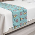 thumbnail image 2 of Sailing Bed Runner, Continuous Cheery Doodle of Sailboat Seagull and Circle, Decorative Accent Bedding Scarf for Hotels Homes and Guestrooms, Queen, Pale Seafoam Multicolor, by Ambesonne, 2 of 2