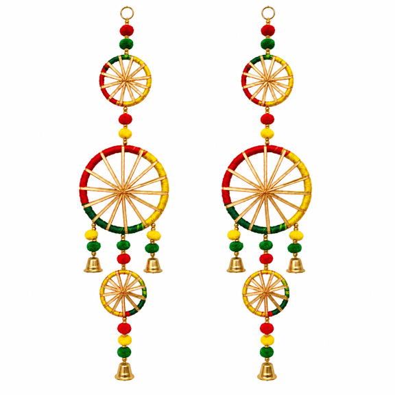 Blue Craft 3 Chakri Multicolor Door Wall Hanging Toran, 23 x 5.5 in, Pack of 2
