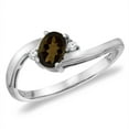 thumbnail image 1 of 14K White Gold Diamond Natural Smoky Topaz Bypass Engagement Ring Oval 6x4 mm, size 7, 1 of 1
