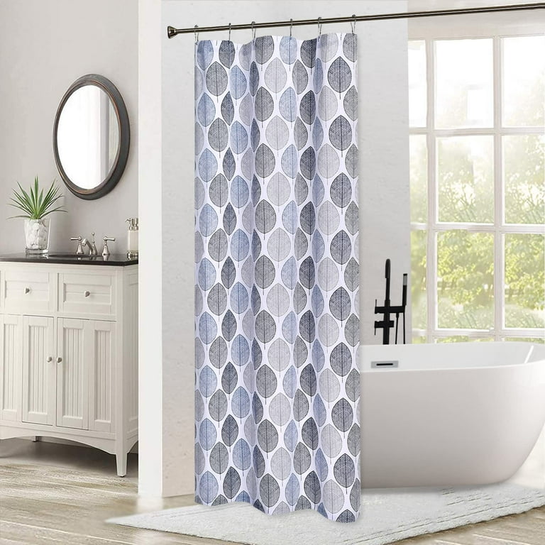 Bath Shower Curtain For Bathroom Scandi Leaf Design Fabric Showers And Bathtubs 54 X 78 Inches Navy Blue Com