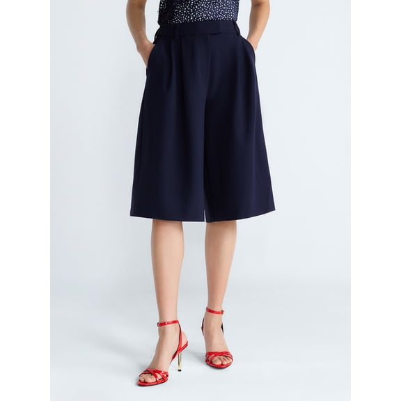 Devil Wears Prada Scoop Collection Women’s High Rise Pleated Culottes, 15" Inseam, Sizes 0-20