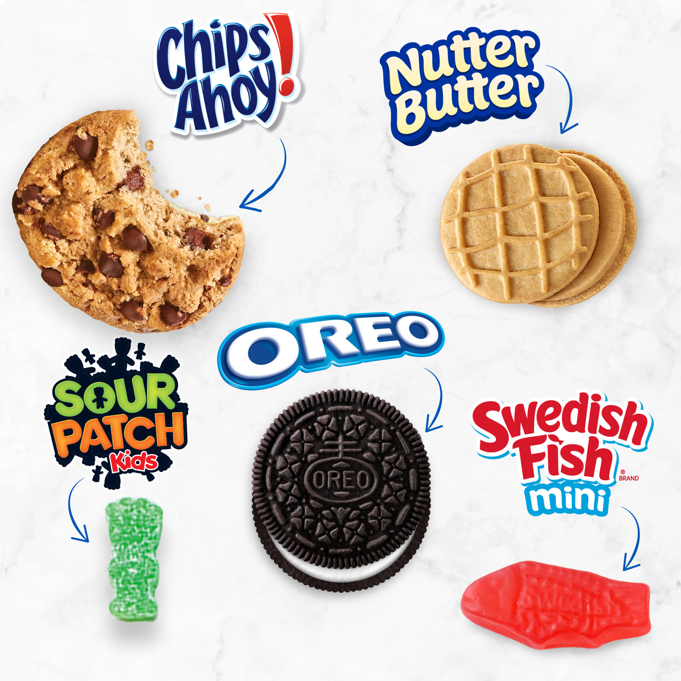 OREO, CHIPS AHOY!, Nutter Butter, SOUR PATCH KIDS & SWEDISH FISH Variety Pack, 40 Snack Packs