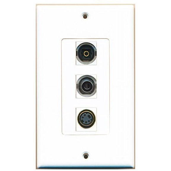 RiteAV - 1 Port S-Video and 1 Port Toslink and 1 Port 3.5mm Decorative Wall Plate Decorative