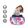 thumbnail image 2 of Flower Storage Toy Bag Chair, Continued Watercolor Inspired Layout of Tulip Flowers Bohemian Garden Style, Stuffed Animal Organizer Washable Bag, Large Size, Lavender Hot Pink, by Ambesonne, 2 of 3