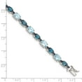 thumbnail image 5 of Sterling Silver Rhodium-plated Oval London Blue & Sky Blue Topaz Bracelet, 5 of 5