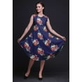 thumbnail image 2 of Bimba Blue Peony & Anemone Floral Printed Knee Length Ladies Sleeveless Holiday Wear Tank Dress-X-Large, 2 of 6