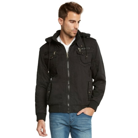 - Maximos Men's Sherpa Lined Sahara Hooded Multi Pocket Bomber Jacket