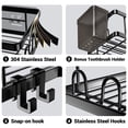 thumbnail image 4 of TINANA Corner Shower Caddy, 2 Pack Adhesive Shower Corner Organizer Shelves, Stainless Steel Shower Storage Rack with Hooks, Toothpaste Holder, No Drilling for Bathroom, Dorm and Kitchen-Black, 4 of 7