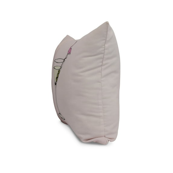 E by Design Martini Glass Flamingo Decorative Pillow