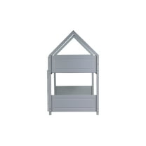 Twin over Twin House Floor Bunk Bed w/ Guardrails & Ladder, Light Grey