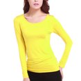 thumbnail image 1 of Qarigey Camiseta interior cálida, transpirable, lisa, pulóver básico, camiseta elástica para mujer, ropa interior elástica de estilo Casual para Prendas para la parte del cuerpo Amarillo Qarigey AP012543-05, 1 of 6