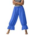 thumbnail image 6 of Yungyresw Women's Casual Bloomer Pants Ruffled Lace Trim Drawstring Lounge Pants Wide Leg Harem Pants Women With Pockets Royal Blue M, 6 of 6