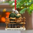 thumbnail image 5 of Custom Growing Old Together Ornament 2025, Personalized Elderly Couple On Bench Acrylic Ornament, Wedding for Husband Wife, Grandparents, Old Couple 2D Flat Ornaments Keepsake, 5 of 5