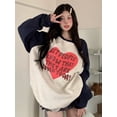 thumbnail image 2 of Sudaderas para mujer, con paneles y letras, acogedoras, para estudiantes, ropa juvenil, otoño, ocio, moda, combina con todo, ropa de calle, holgada, sencilla y elegante., 2 of 5