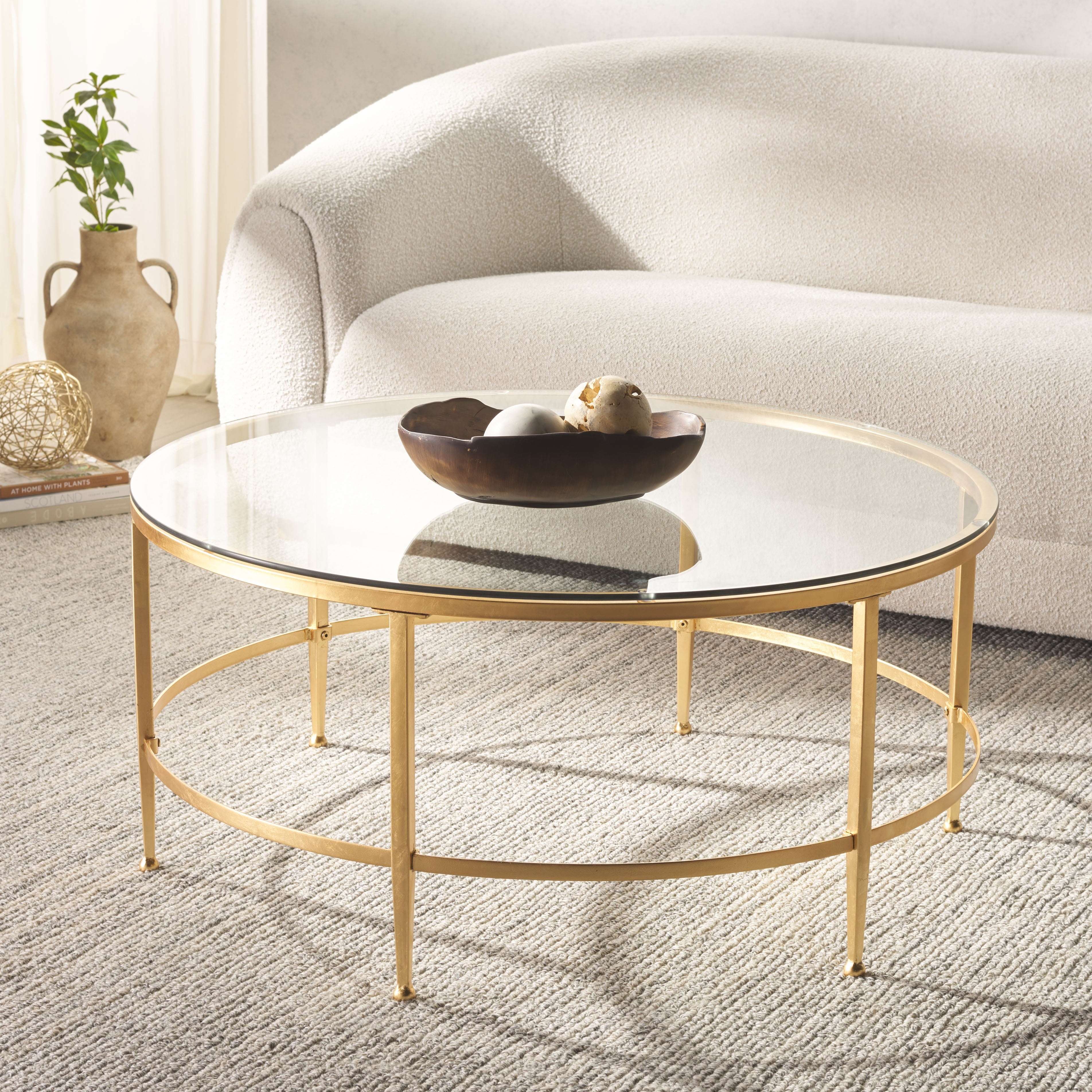 Safavieh Couture Edmund Glam Metal, Tempered Glass with Coffee Table Gold/Glass
