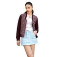 thumbnail image 4 of Members Only Women's Updated Tweed Varsity Jacket - Burgundy - X-Small, 4 of 6