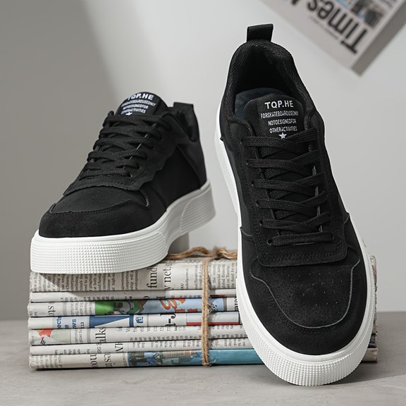 Men'S Skate Shoes in Olive Green with a Low Top And White Sole | All-Day Comfort with a Casual Lace-Up Design And Breathable Fabric Lining.