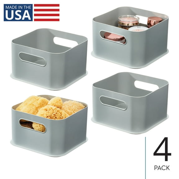 iDesign Plastic Pantry Storage Bin with Handles - Set of 4 - Gray - Made in USA