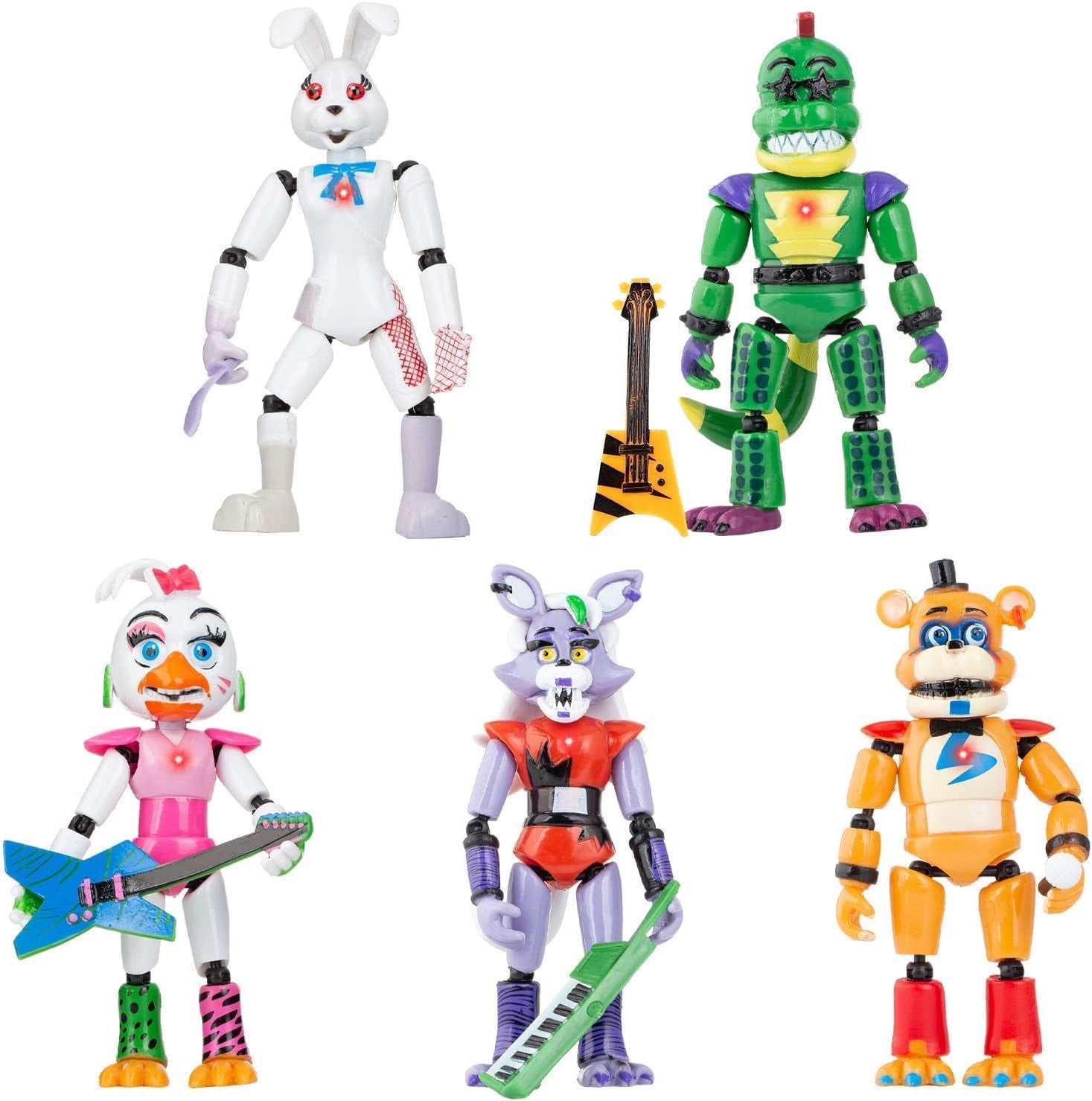 Five Nights at Freddy’s Action Figure Set – Robot Animal Figures – Set of 5 Collectible Action Toys with Instruments