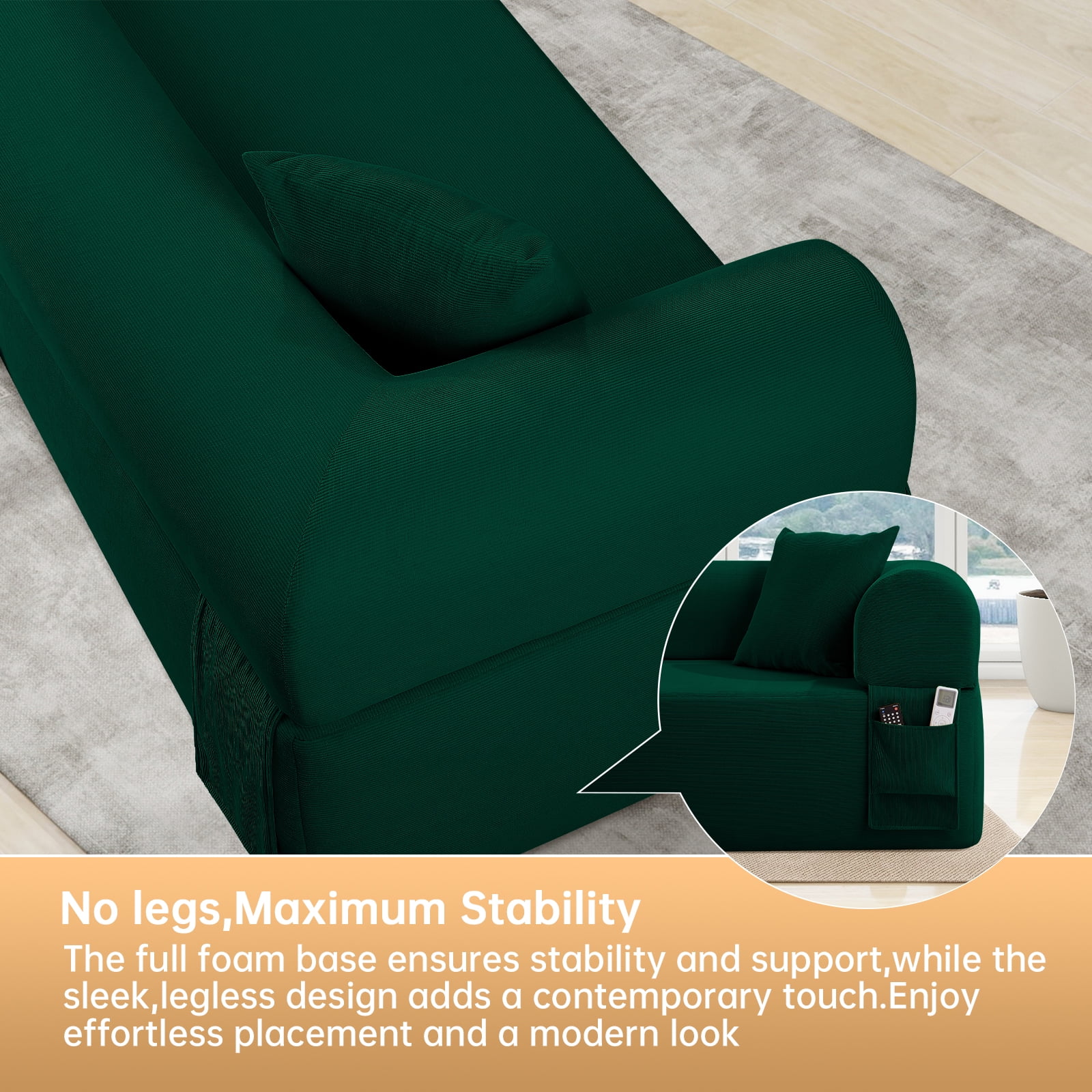 Floor Sofa Sofa-in-a-Box, No Installation & Easy to Transport Memory Foam With Individual Pocket Springs Seat